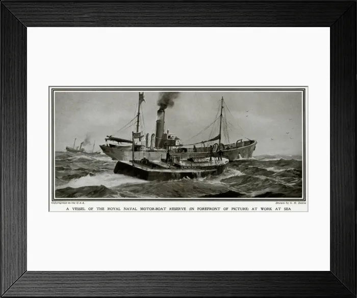 Framed Print : British motor boat reserve at sea by G. H. Davis