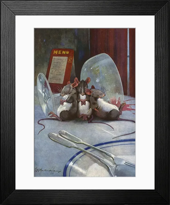 Framed Print : Three Blind Mice by George Studdy Framed Print : Three Blind Mice by George Studdy