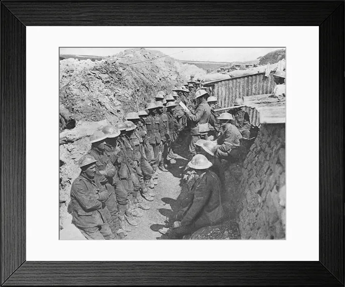 Framed Print : First day of the Somme - the roll call after attack Framed Print : First day of the Somme - the roll call after attack