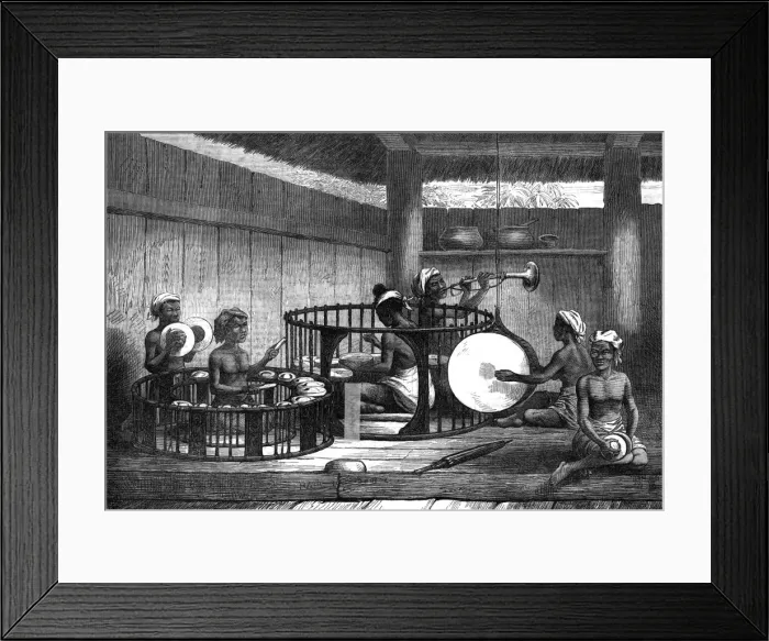 Framed Print : Burmese musicians, 1872 Framed Print : Burmese musicians, 1872