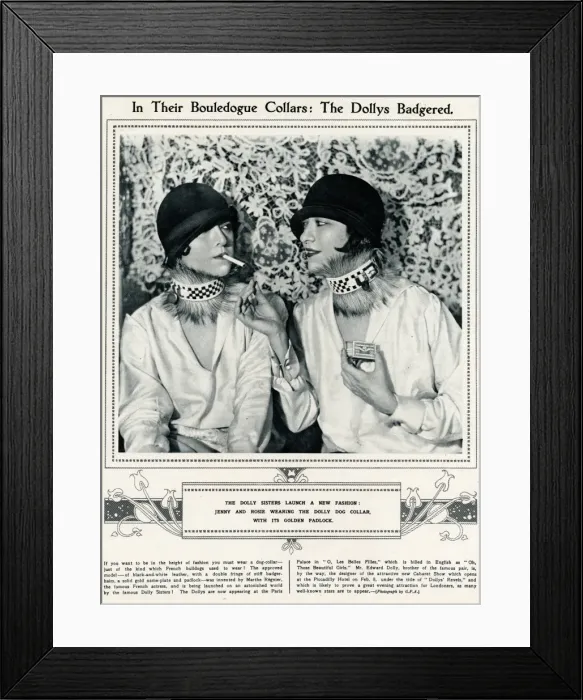 Framed Print : Dolly Sisters wearing the Bulldog collar 1924 Framed Print : Dolly Sisters wearing the Bulldog collar 1924