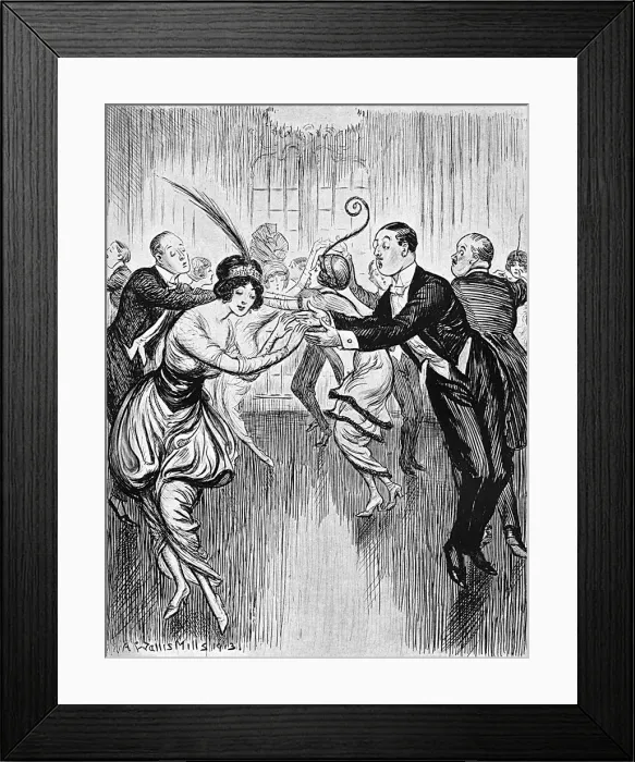 Framed Print : Tango craze: British ballroom version imagined, 1913 Framed Print : Tango craze: British ballroom version imagined, 1913