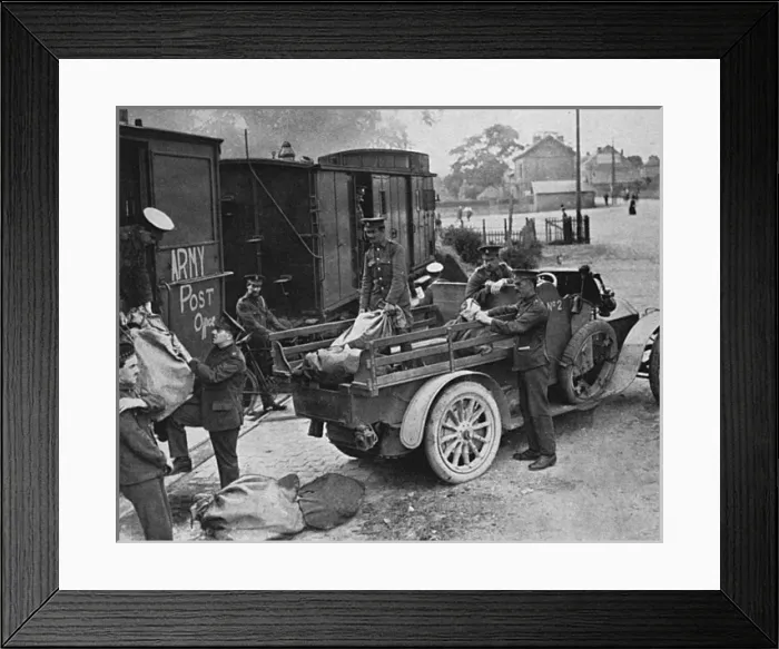 Framed Print : Tommys Letter Bag, Arrival of Post at the Front, WW1 Framed Print : Tommys Letter Bag, Arrival of Post at the Front, WW1