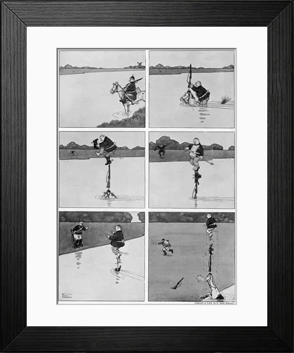 Framed Print : How the Last German got back across the Yser by Heath Robins Framed Print : How the Last German got back across the Yser by Heath Robins