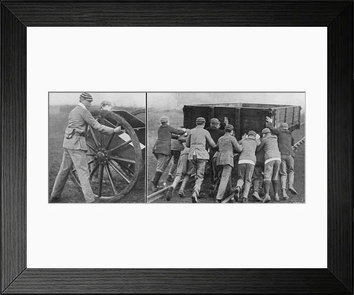 Framed Print : Eton boys helping with army stores, WW1 Framed Print : Eton boys helping with army stores, WW1