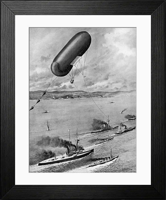 Framed Print : Observation kite-balloon, WW1 Framed Print : Observation kite-balloon, WW1