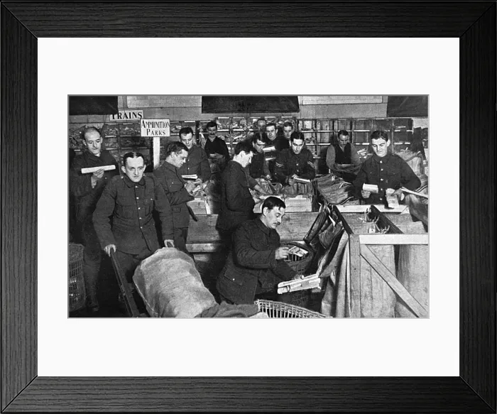 Framed Print : Soldiers sorting military post, WW1 Framed Print : Soldiers sorting military post, WW1