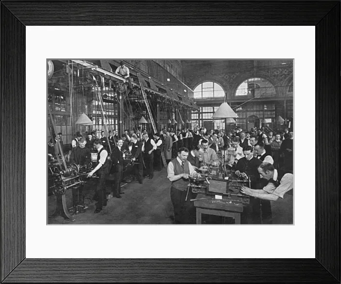 Framed Print : Training men in munition work, WW1 Framed Print : Training men in munition work, WW1