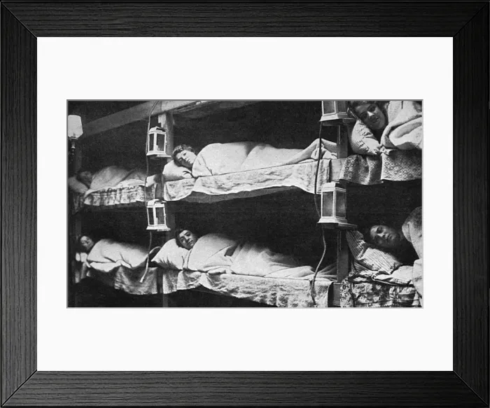 Framed Print : Women as war-time firemen in their bunks Framed Print : Women as war-time firemen in their bunks