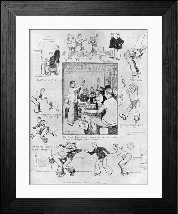 Framed Print : Lighter side of Life on an Armed Liner, WW1 by Arthur Watts