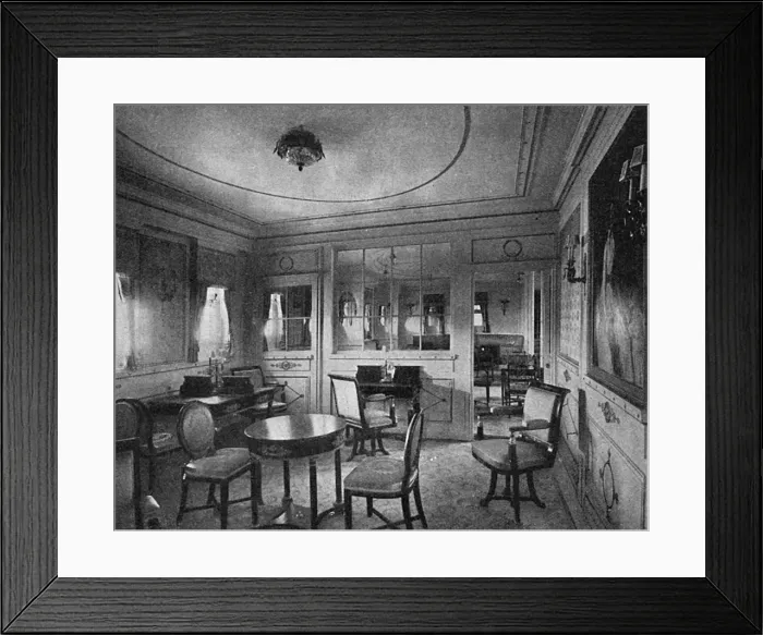 Framed Print : Ship interiors: the writing room of the Amerika, 1905