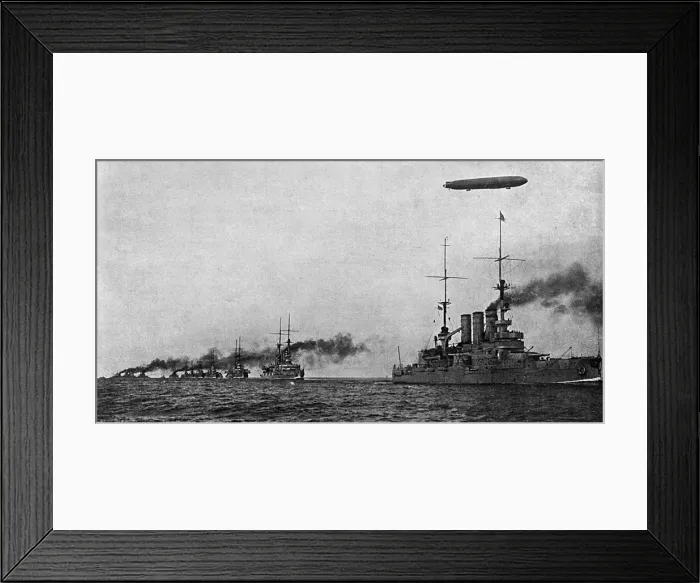 Framed Print : Zeppelin with German fleet, WW1 Framed Print : Zeppelin with German fleet, WW1