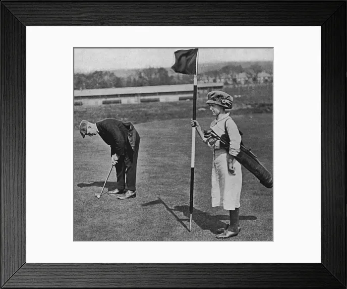 Framed Print : Girl golf caddy, WW1