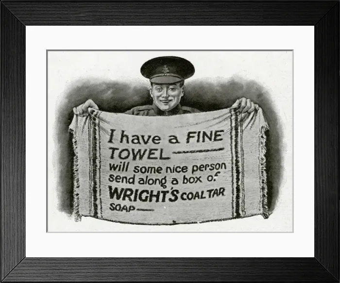 Framed Print : Advert for Wrights Coal Tar Soap WW1 Framed Print : Advert for Wrights Coal Tar Soap WW1