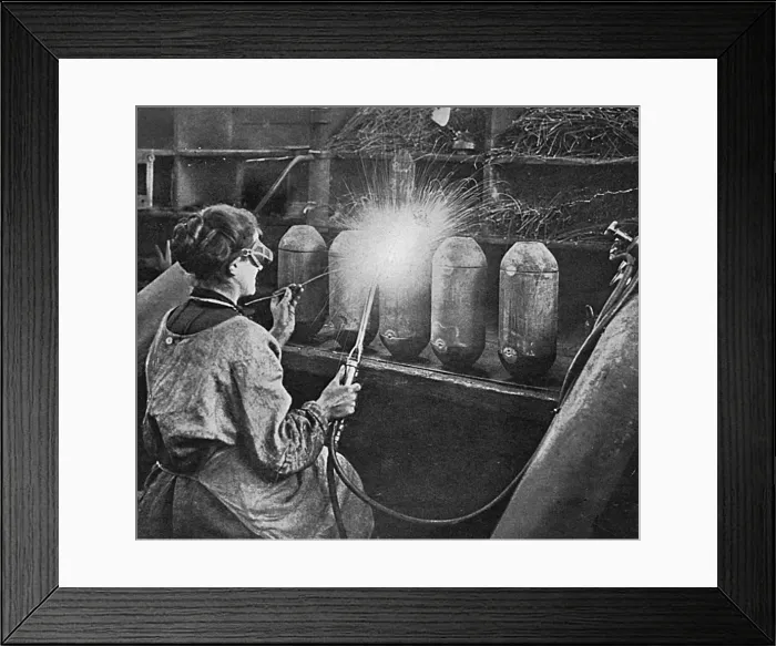 Framed Print : Women welding bomb cases, WW1 Framed Print : Women welding bomb cases, WW1