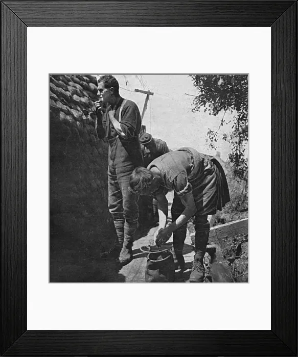 Framed Print : A Wash & Shave, Canadians on the Western Front, WW1 Framed Print : A Wash & Shave, Canadians on the Western Front, WW1