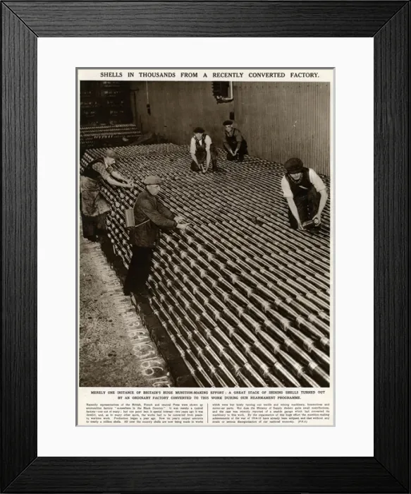 Framed Print : Shells in thousands in a recently converted factory 1939 Framed Print : Shells in thousands in a recently converted factory 1939