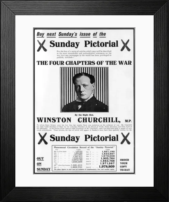 Framed Print : WW1 by Winston Churchill in the Sunday Pictorial Framed Print : WW1 by Winston Churchill in the Sunday Pictorial