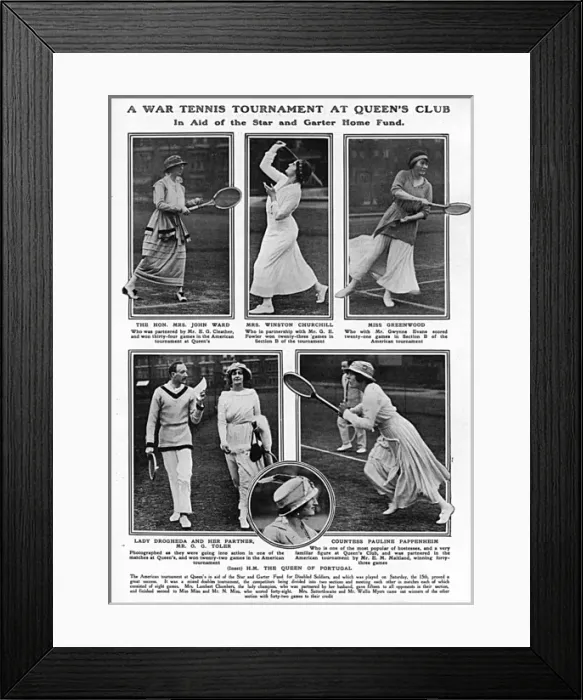 Framed Print : War tennis tournament at Queens Club, 1916