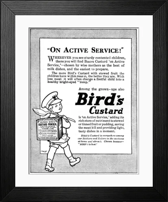 Framed Print : Birds Custard advertisement, WW1 Framed Print : Birds Custard advertisement, WW1