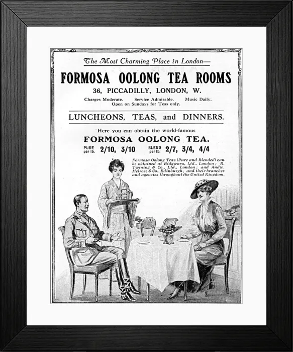 Framed Print : Formosa Oolong Tea Rooms advertisement, 1916 Framed Print : Formosa Oolong Tea Rooms advertisement, 1916
