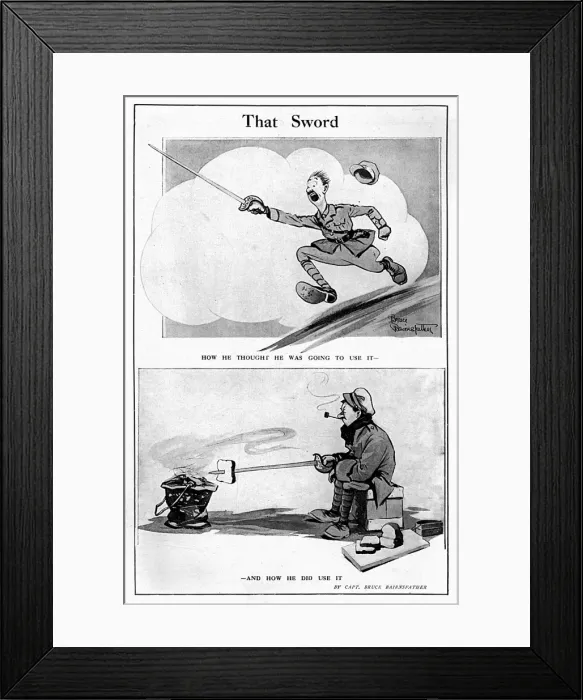 Framed Print : That Sword by B Bairnsfather Framed Print : That Sword by B Bairnsfather