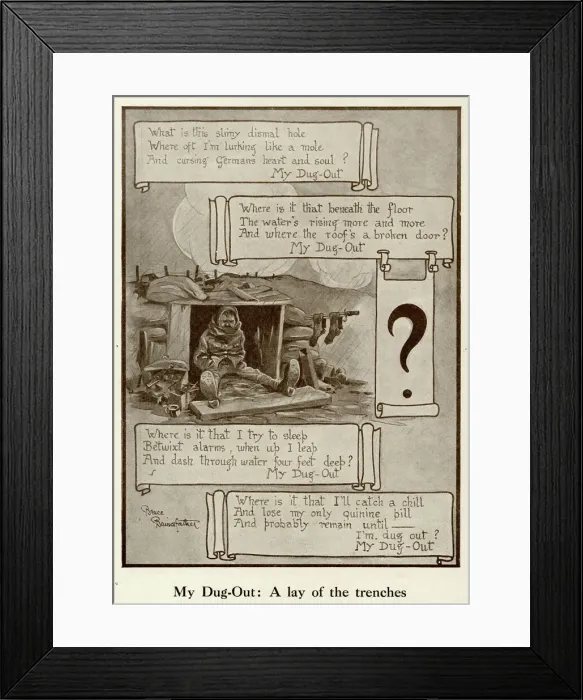 Framed Print : My Dug-Out A lay of the trenches by Bruce Bairnsfather