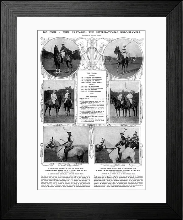 Framed Print : England and America polo teams, 1913 Framed Print : England and America polo teams, 1913