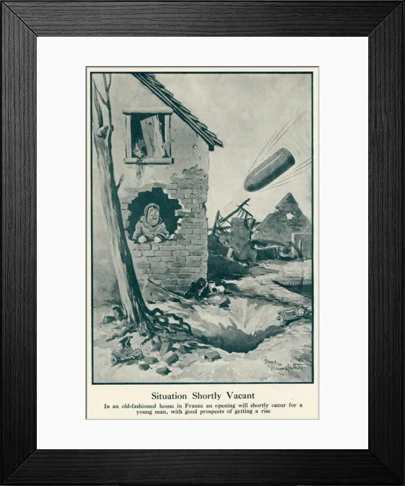 Framed Print : Situation Shortly Vacant by Bruce Bairnsfather Framed Print : Situation Shortly Vacant by Bruce Bairnsfather