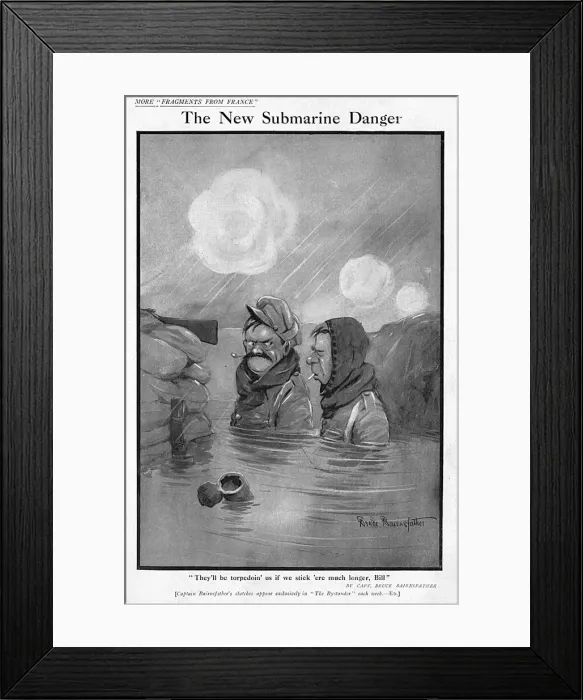 Framed Print : The New Submarine Danger by Bairnsfather Framed Print : The New Submarine Danger by Bairnsfather