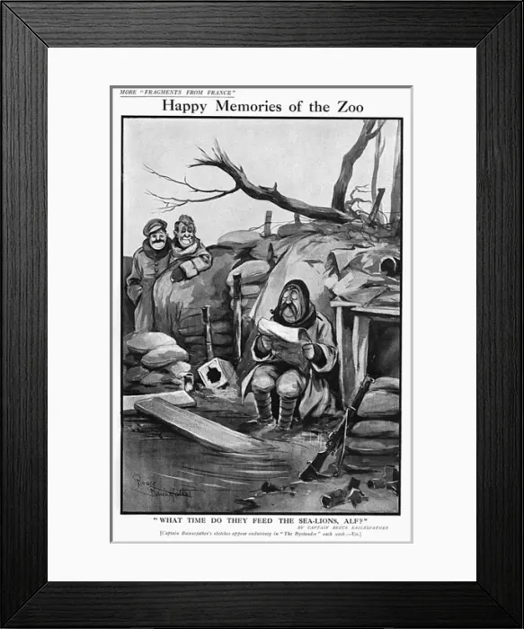Framed Print : Happy Memories of the Zoo by Bairnsfather Framed Print : Happy Memories of the Zoo by Bairnsfather