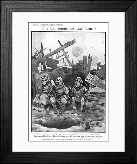 Framed Print : The Conscientious Exhilarator, by Bairnsfather Framed Print : The Conscientious Exhilarator, by Bairnsfather