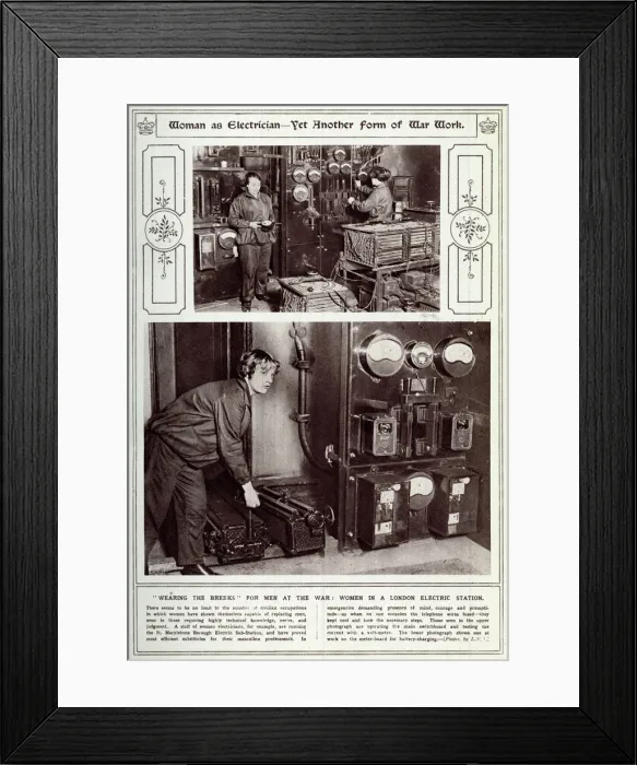 Framed Print : Women as electricians WWI Framed Print : Women as electricians WWI