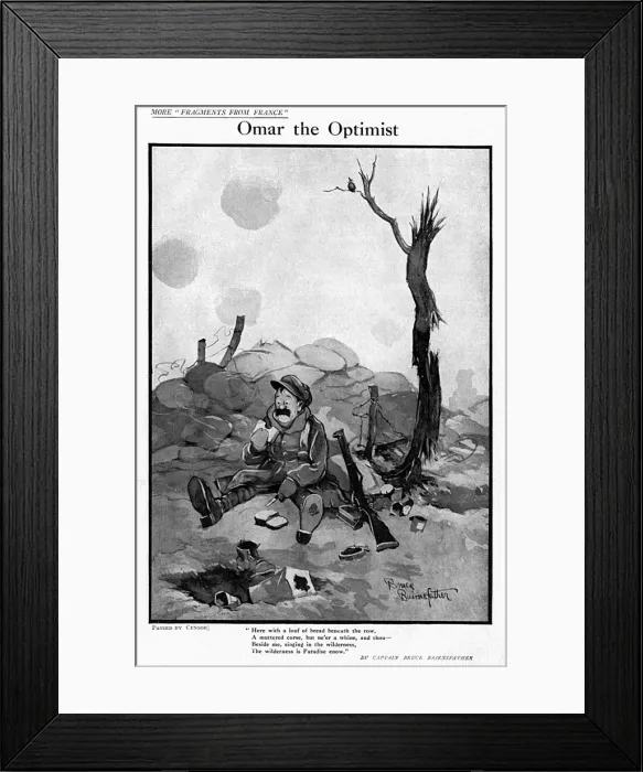 Framed Print : Omar the Optimist by Bruce Bairnsfather Framed Print : Omar the Optimist by Bruce Bairnsfather