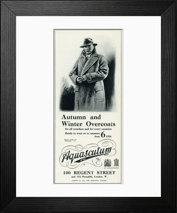 Framed Print : Advert for Aquascutum coats 1930 Framed Print : Advert for Aquascutum coats 1930