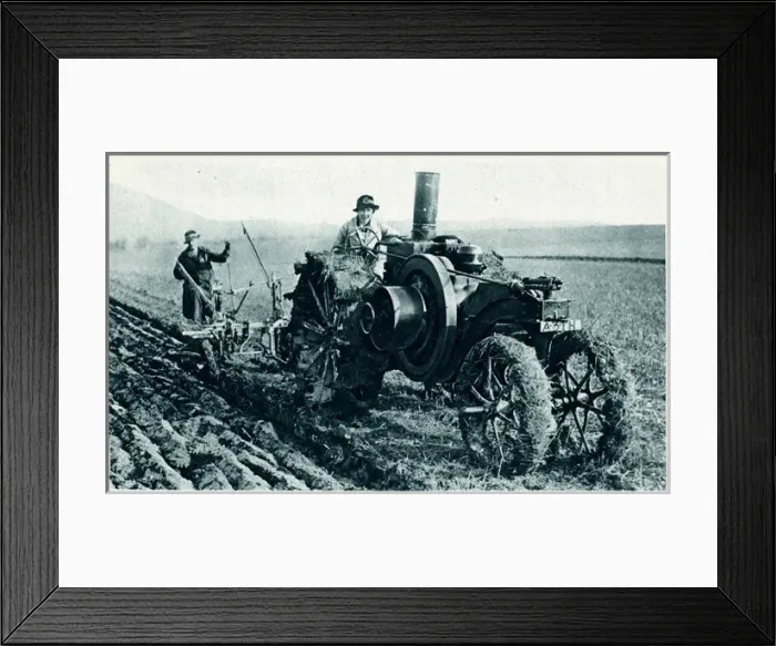 Framed Print : Farmers wife tractor ploughing 1917 Framed Print : Farmers wife tractor ploughing 1917