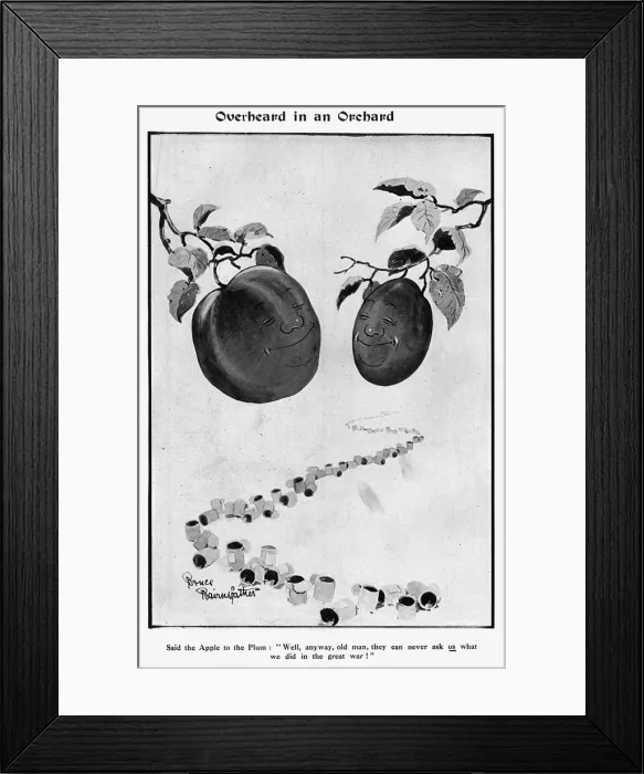 Framed Print : Overheard in an Orchard by Bruce Bairnsfather Framed Print : Overheard in an Orchard by Bruce Bairnsfather