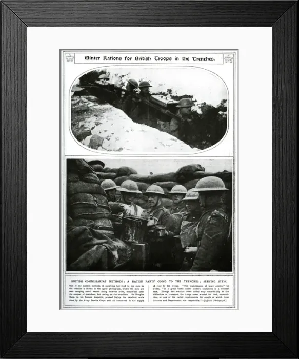 Framed Print : Winter rations for British troops in the trenches 1917 Framed Print : Winter rations for British troops in the trenches 1917