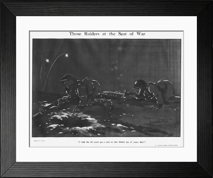 Framed Print : Those Raiders at the Seat of War by Bruce Bairnsfather Framed Print : Those Raiders at the Seat of War by Bruce Bairnsfather