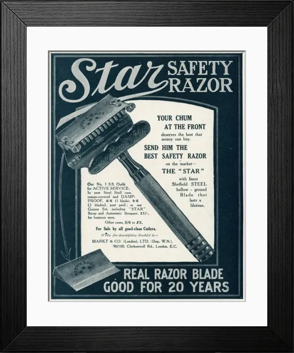 Framed Print : Advert for Star safty razor 1915 Framed Print : Advert for Star safty razor 1915