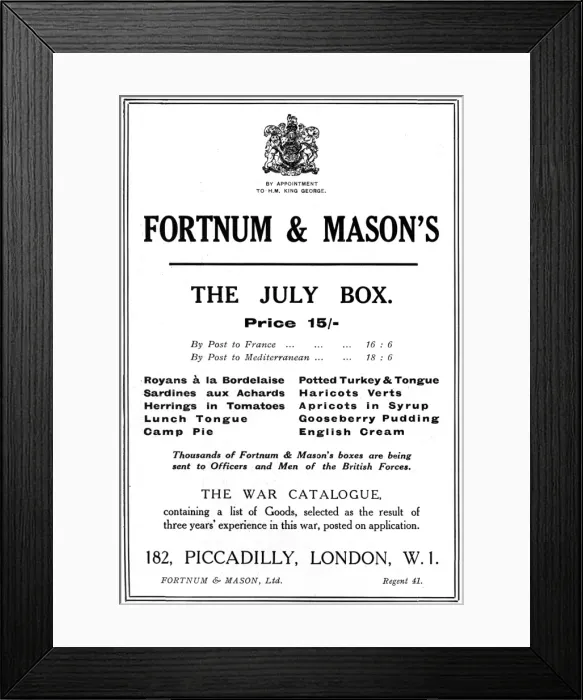 Framed Print : Fortnum & Masons advertisement, WW1 Framed Print : Fortnum & Masons advertisement, WW1