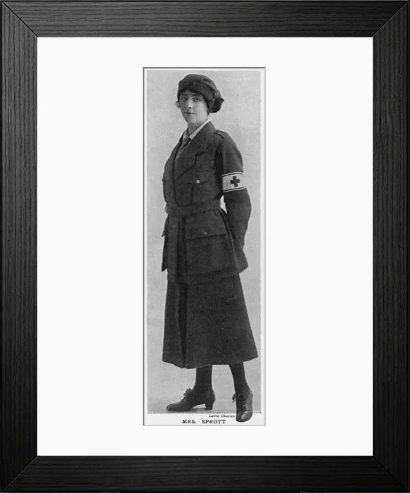 Framed Print : Mrs Sprott as a Red Cross ambulance driver, WW1 Framed Print : Mrs Sprott as a Red Cross ambulance driver, WW1