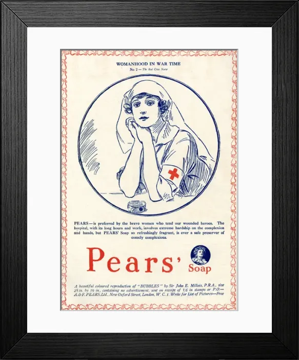 Framed Print : Pears Soap advertisement featuring WW1 nurse Framed Print : Pears Soap advertisement featuring WW1 nurse