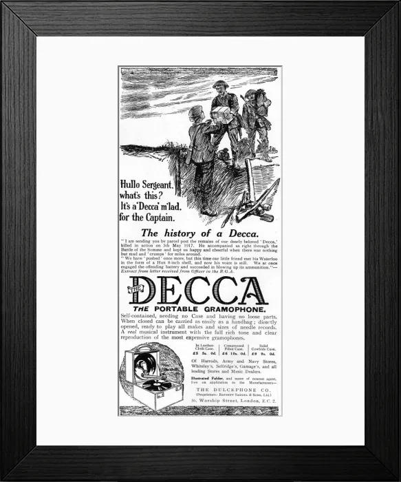 Framed Print : Decca gramophone advertisement, 1917 Framed Print : Decca gramophone advertisement, 1917
