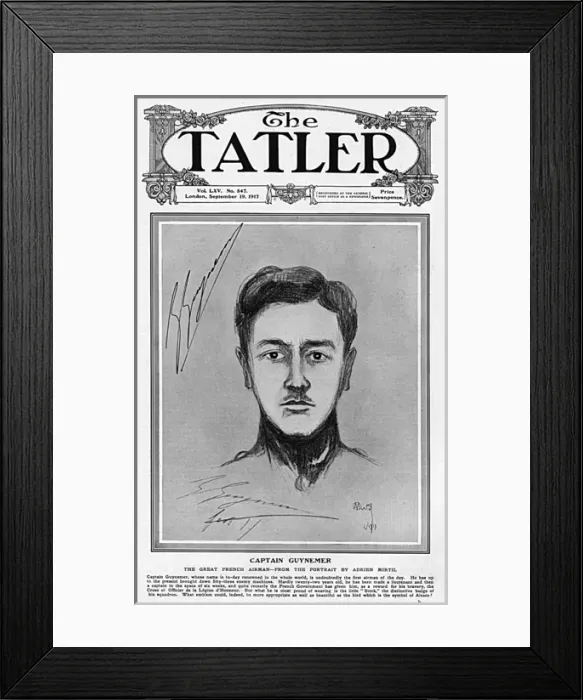 Framed Print : Tatler front cover featuring Captain Guynemer, 1917 Framed Print : Tatler front cover featuring Captain Guynemer, 1917
