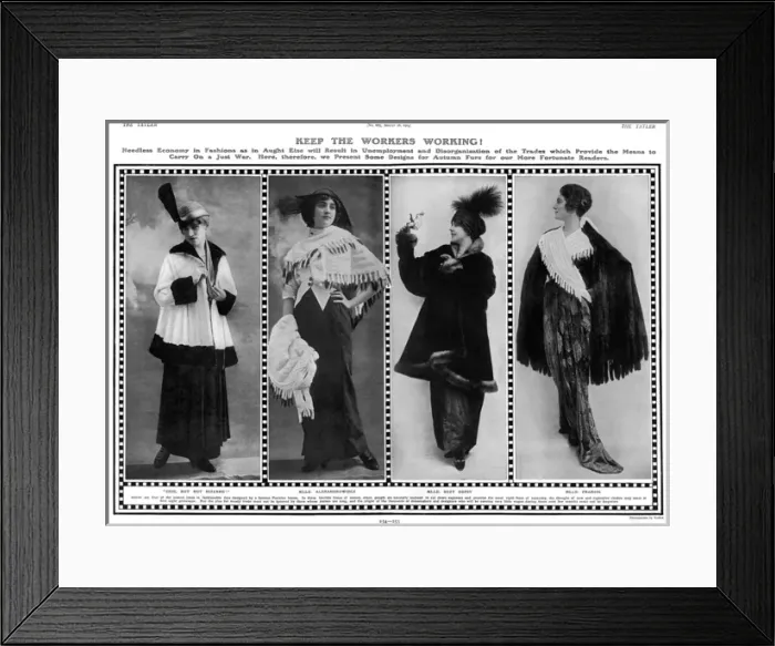 Framed Print : Keep the Workers Working, Buying fur coats during WW1 Framed Print : Keep the Workers Working, Buying fur coats during WW1
