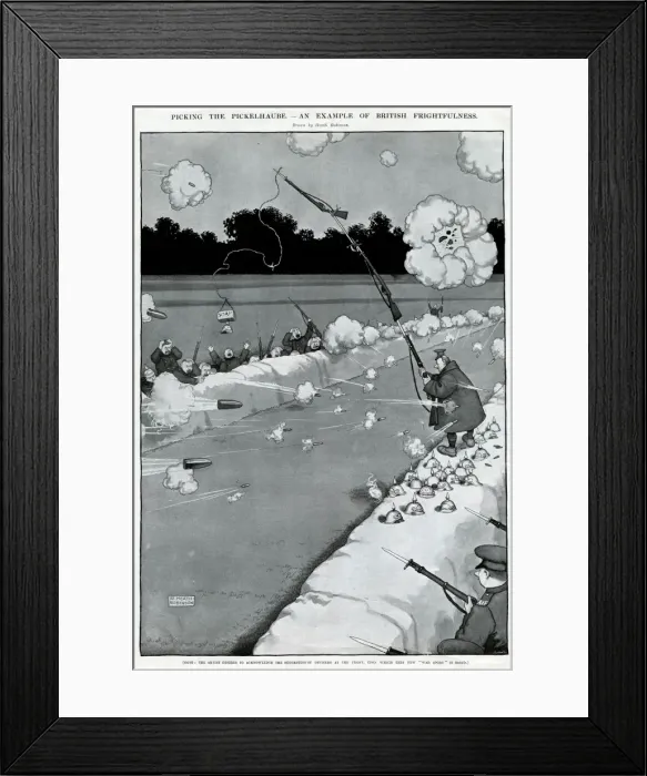 Framed Print : Officer at the front, obtaining German pointed helmets 1915 Framed Print : Officer at the front, obtaining German pointed helmets 1915