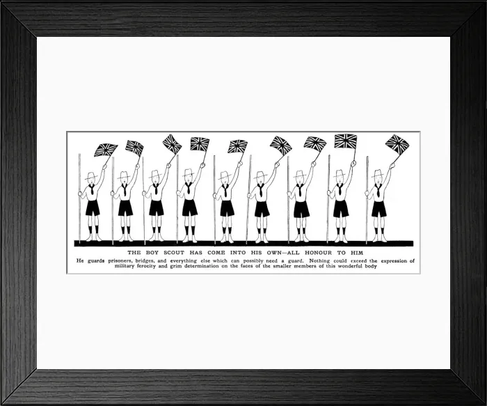 Framed Print : Boy Scouts with flags in wartime by Fish, WW1 Framed Print : Boy Scouts with flags in wartime by Fish, WW1