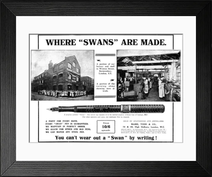 Framed Print : Swan pens advertisement, WW1 Framed Print : Swan pens advertisement, WW1