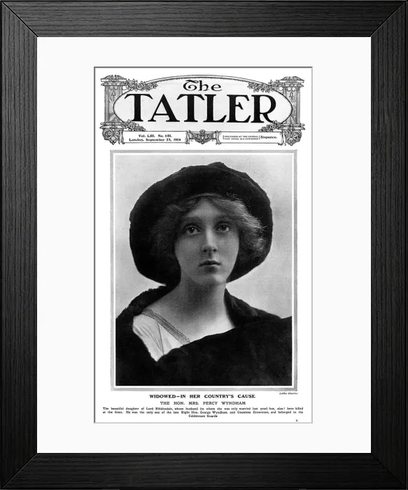 Framed Print : Tatler front cover - Mrs Percy Wyndham widowed, WW1 Framed Print : Tatler front cover - Mrs Percy Wyndham widowed, WW1